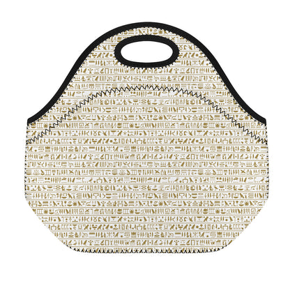 Egypt Hieroglyphs Pattern Print Neoprene Lunch Bag