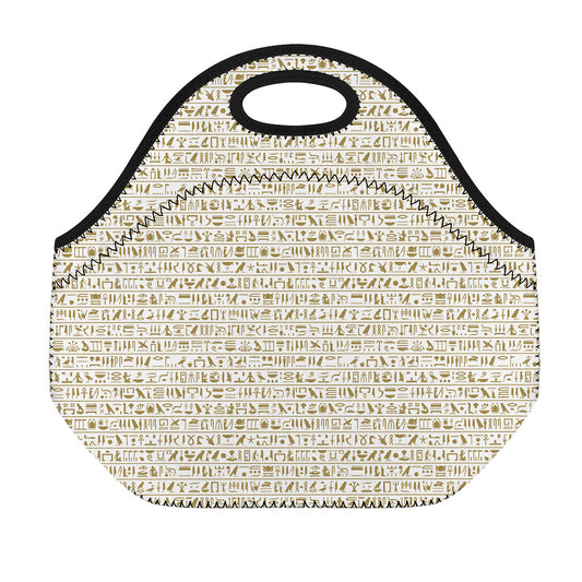 Egypt Hieroglyphs Pattern Print Neoprene Lunch Bag