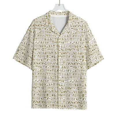 Egypt Hieroglyphs Pattern Print Rayon Hawaiian Shirt