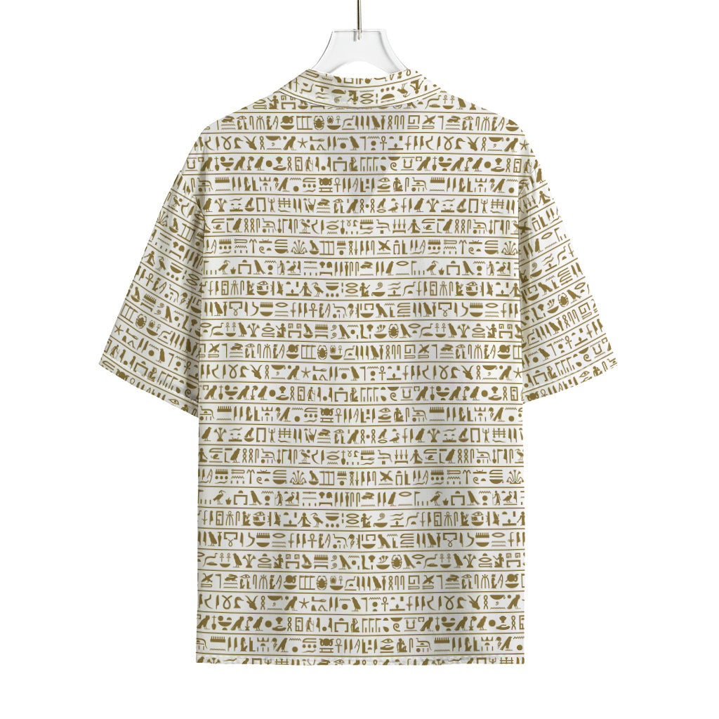 Egypt Hieroglyphs Pattern Print Rayon Hawaiian Shirt