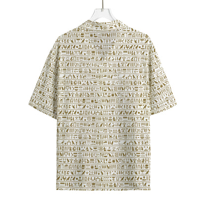 Egypt Hieroglyphs Pattern Print Rayon Hawaiian Shirt