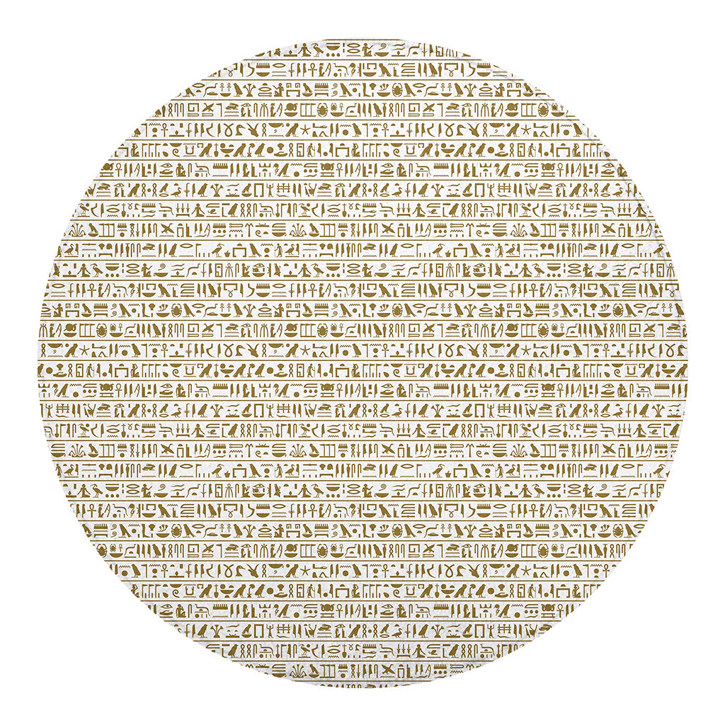 Egypt Hieroglyphs Pattern Print Round Blanket