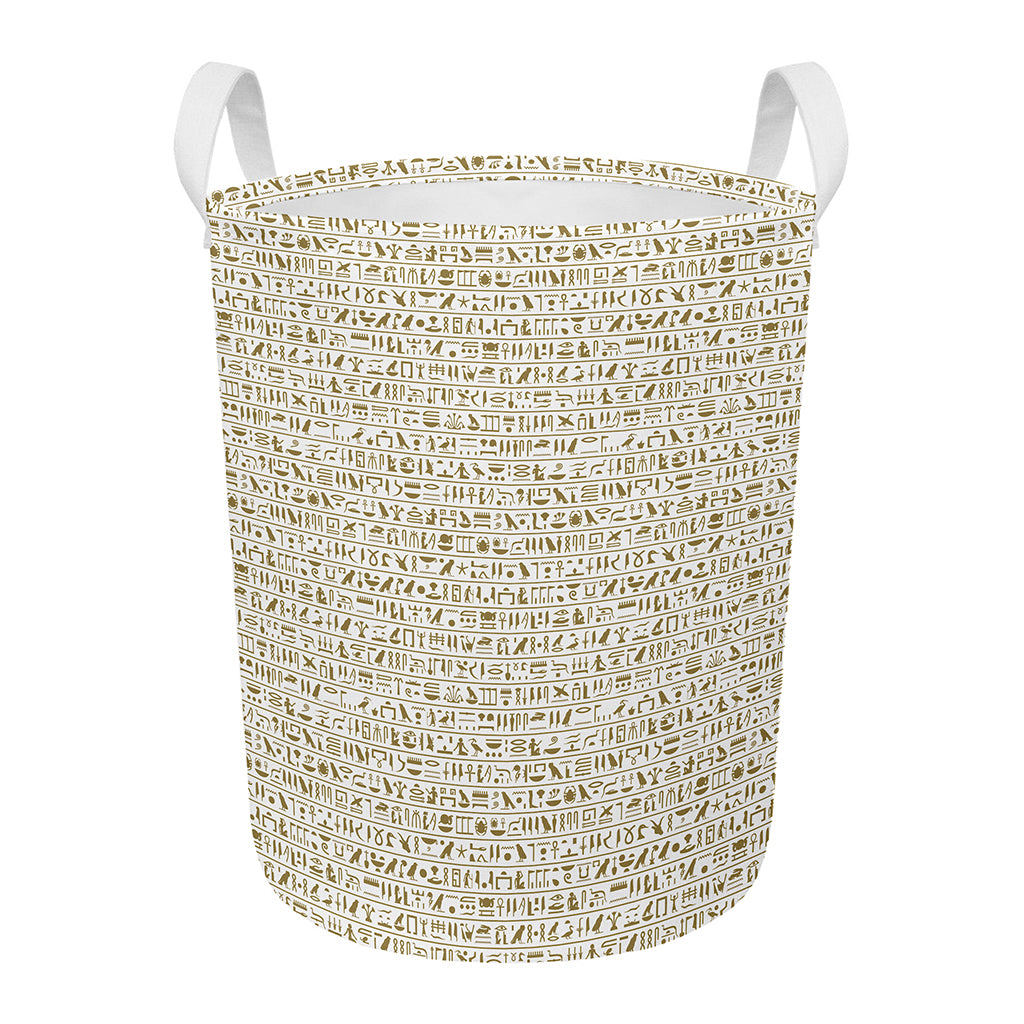 Egypt Hieroglyphs Pattern Print Round Laundry Basket