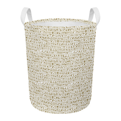 Egypt Hieroglyphs Pattern Print Round Laundry Basket