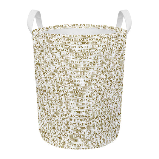 Egypt Hieroglyphs Pattern Print Round Laundry Basket