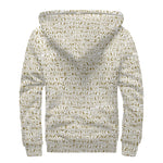 Egypt Hieroglyphs Pattern Print Sherpa Lined Zip Up Hoodie