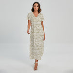 Egypt Hieroglyphs Pattern Print Short Sleeve Maxi Dress