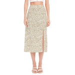 Egypt Hieroglyphs Pattern Print Side Slit Midi Skirt