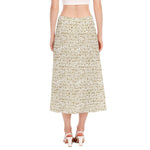 Egypt Hieroglyphs Pattern Print Side Slit Midi Skirt