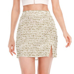 Egypt Hieroglyphs Pattern Print Side Slit Mini Skirt