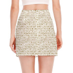 Egypt Hieroglyphs Pattern Print Side Slit Mini Skirt