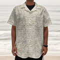 Egypt Hieroglyphs Pattern Print Textured Short Sleeve Shirt