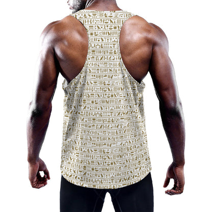 Egypt Hieroglyphs Pattern Print Training Tank Top