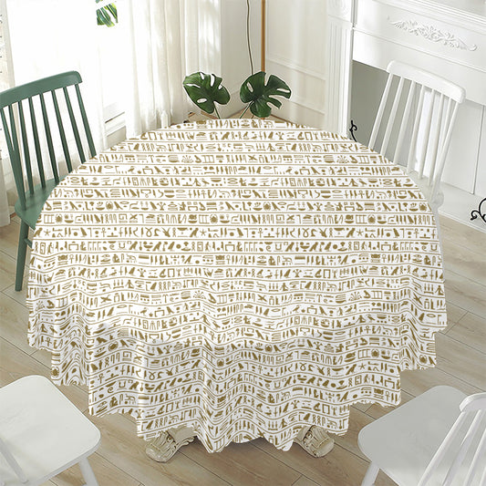Egypt Hieroglyphs Pattern Print Waterproof Round Tablecloth