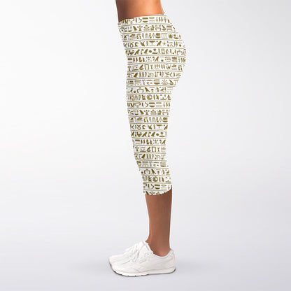 Egypt Hieroglyphs Pattern Print Women's Capri Leggings