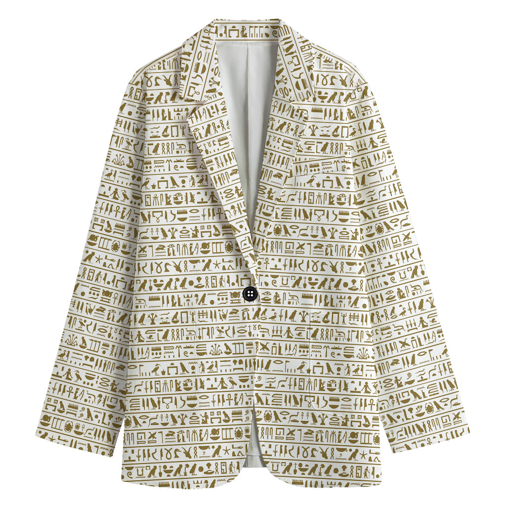 Egypt Hieroglyphs Pattern Print Women's Cotton Blazer