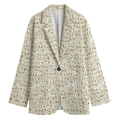 Egypt Hieroglyphs Pattern Print Women's Cotton Blazer