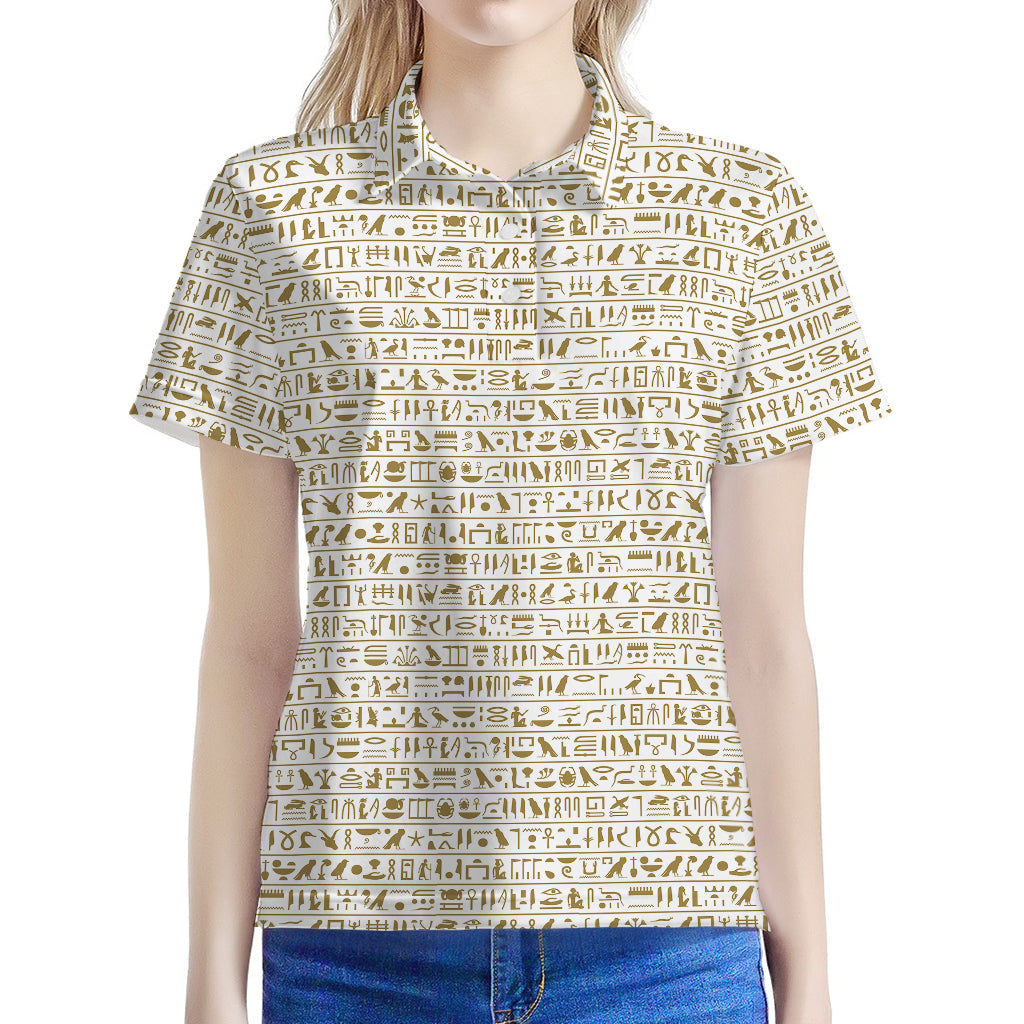 Egypt Hieroglyphs Pattern Print Women's Polo Shirt