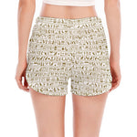 Egypt Hieroglyphs Pattern Print Women's Split Running Shorts