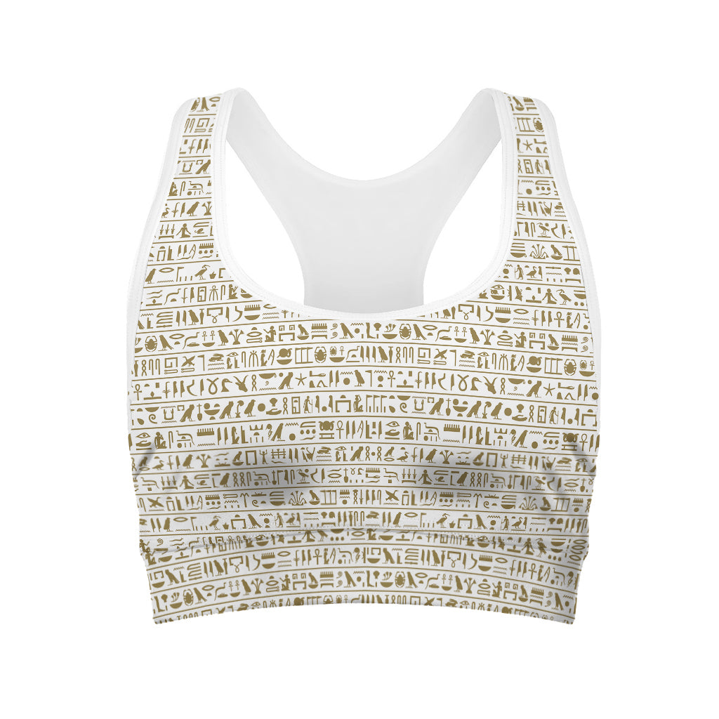 Egypt Hieroglyphs Pattern Print Women's Sports Bra