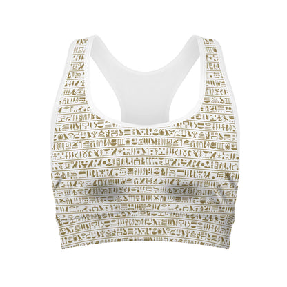 Egypt Hieroglyphs Pattern Print Women's Sports Bra
