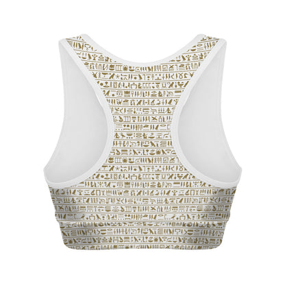 Egypt Hieroglyphs Pattern Print Women's Sports Bra