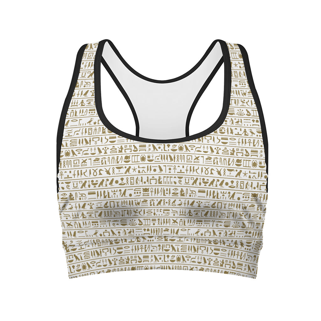Egypt Hieroglyphs Pattern Print Women's Sports Bra