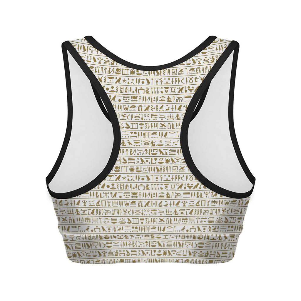 Egypt Hieroglyphs Pattern Print Women's Sports Bra