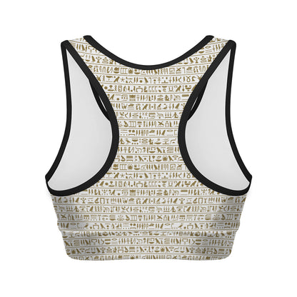 Egypt Hieroglyphs Pattern Print Women's Sports Bra