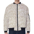 Egypt Hieroglyphs Pattern Print Zip Sleeve Bomber Jacket