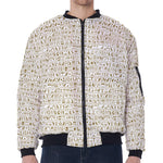 Egypt Hieroglyphs Pattern Print Zip Sleeve Bomber Jacket