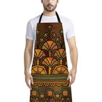 Egyptian Ethnic Pattern Print Bib Apron With Pocket