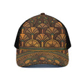 Egyptian Ethnic Pattern Print Black Mesh Trucker Hat