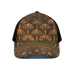 Egyptian Ethnic Pattern Print Black Mesh Trucker Cap