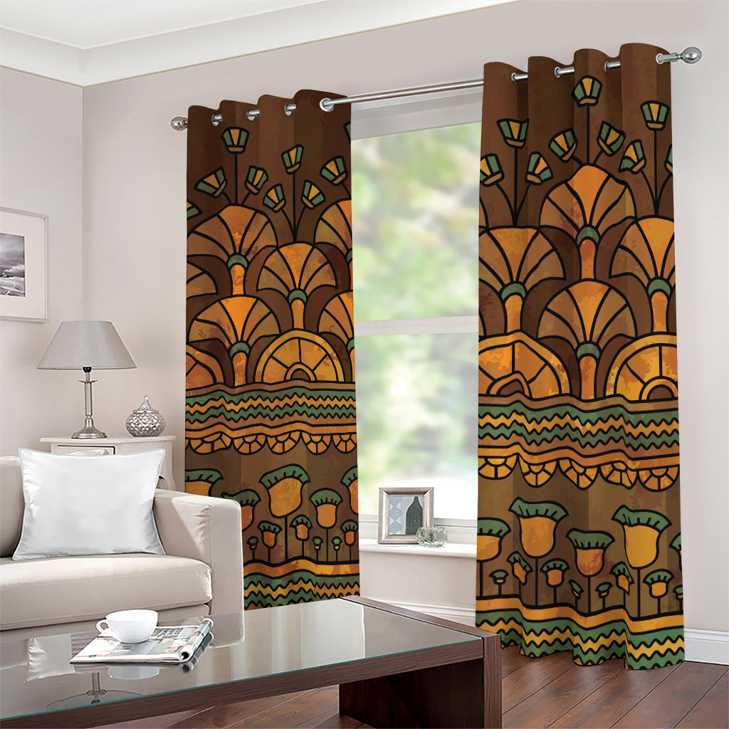 Egyptian Ethnic Pattern Print Blackout Grommet Curtains