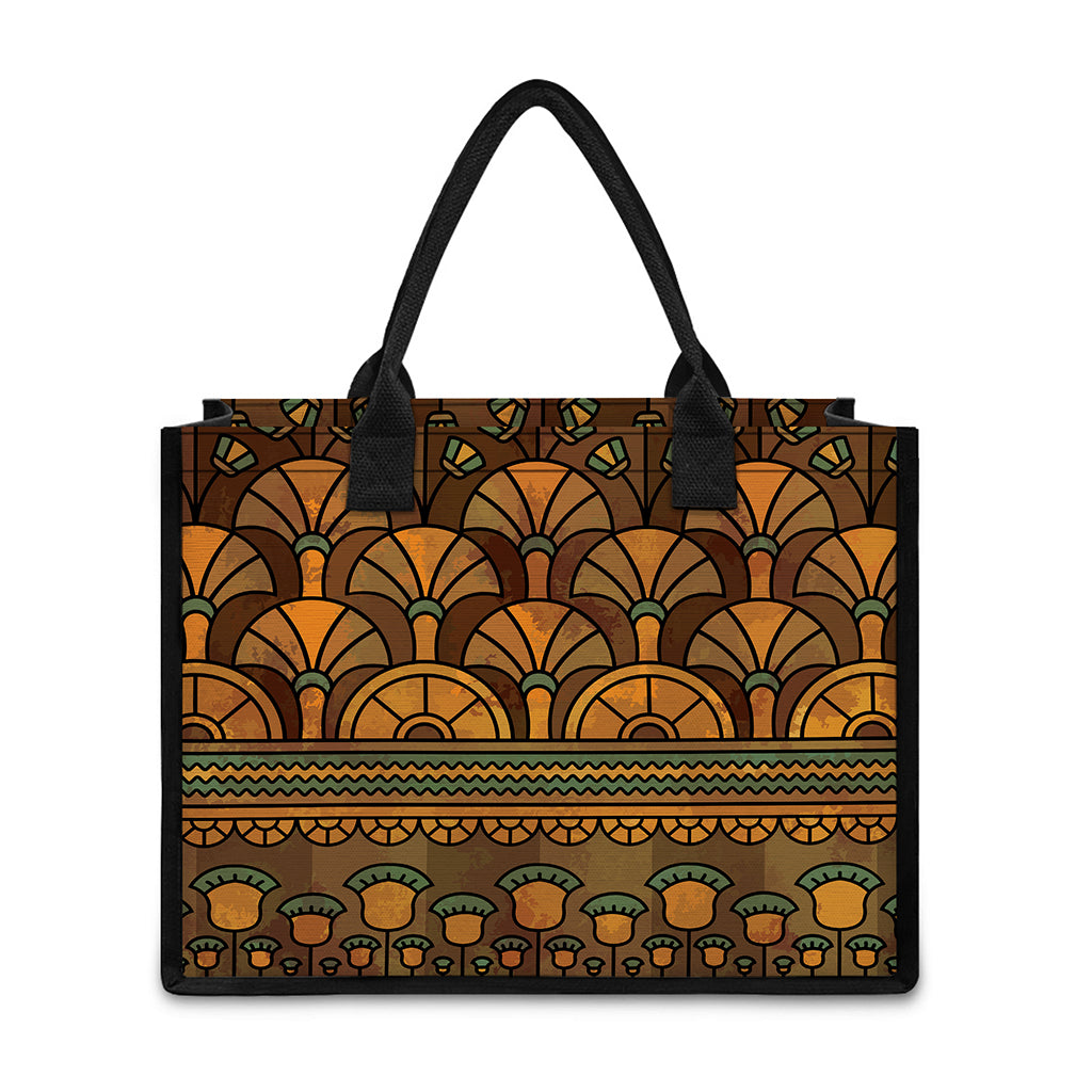 Egyptian Ethnic Pattern Print Canvas Tote Bag