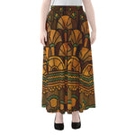 Egyptian Ethnic Pattern Print Chiffon Maxi Skirt