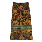 Egyptian Ethnic Pattern Print Cotton Front Slit Maxi Skirt