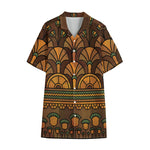 Egyptian Ethnic Pattern Print Cotton Hawaiian Shirt