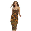 Egyptian Ethnic Pattern Print Cross Back Cami Dress