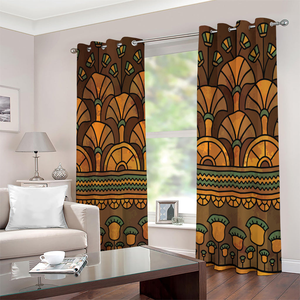 Egyptian Ethnic Pattern Print Extra Wide Grommet Curtains