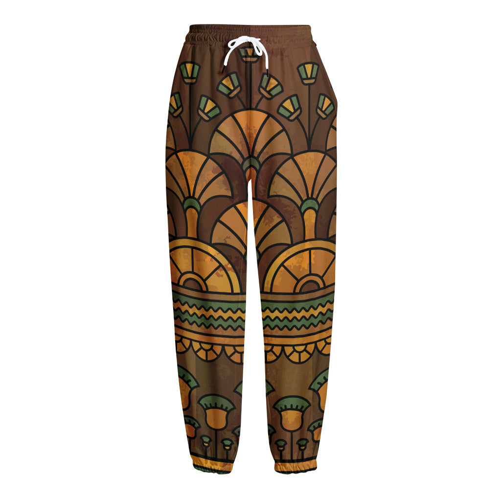 Egyptian Ethnic Pattern Print Fleece Lined Knit Pants