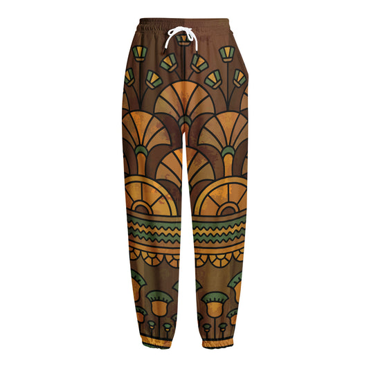 Egyptian Ethnic Pattern Print Fleece Lined Knit Pants