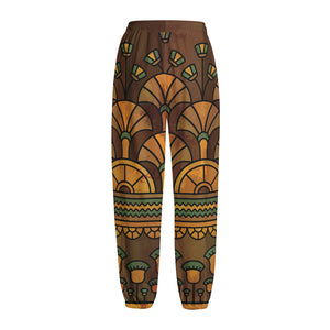 Egyptian Ethnic Pattern Print Fleece Lined Knit Pants