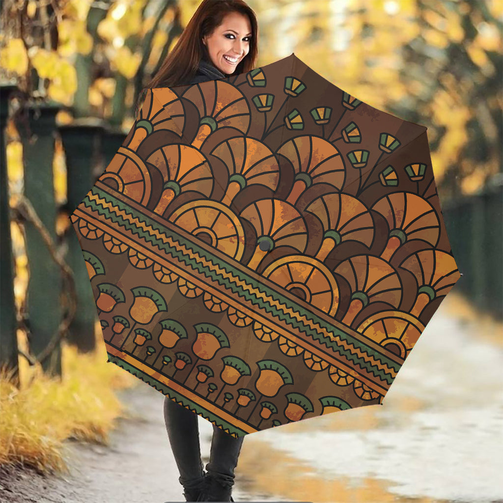 Egyptian Ethnic Pattern Print Foldable Umbrella