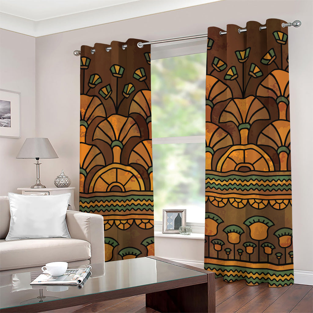 Egyptian Ethnic Pattern Print Grommet Curtains