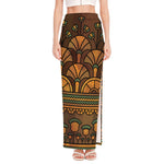 Egyptian Ethnic Pattern Print High Slit Maxi Skirt
