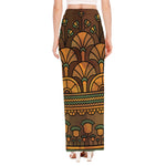 Egyptian Ethnic Pattern Print High Slit Maxi Skirt