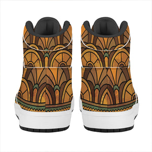 Egyptian Ethnic Pattern Print High Top Leather Sneakers