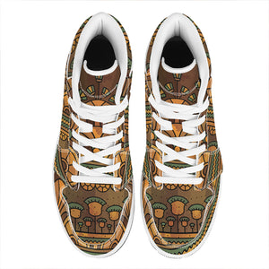 Egyptian Ethnic Pattern Print High Top Leather Sneakers